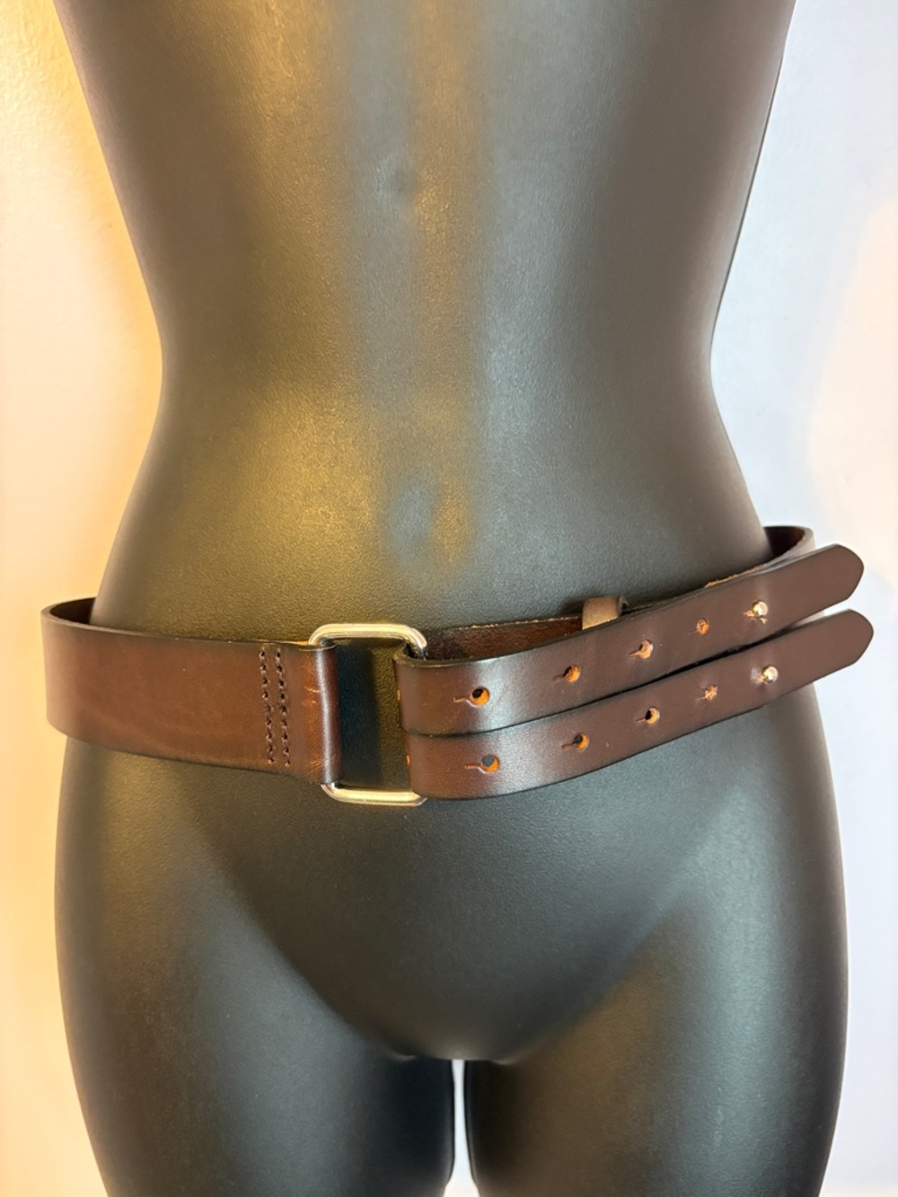 Banana Republic Brown Genuine Leather Belt with Double Strap Buckle size S
